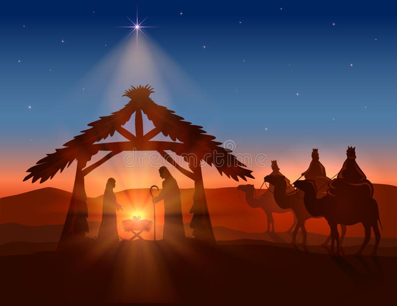 Christian Christmas con i saggi e Gesù