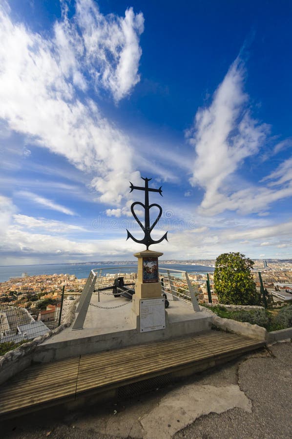 Christian cross above Marseille city, France royalty free stock image Christian cross above Marseille city, France royalty free stock image