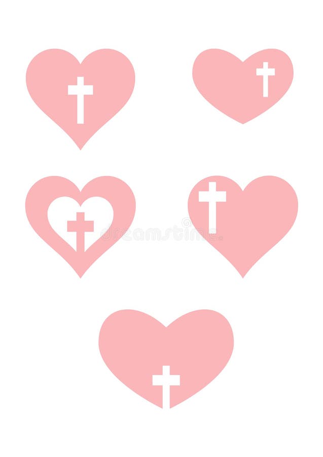 Christian Cross and Heart (pink)