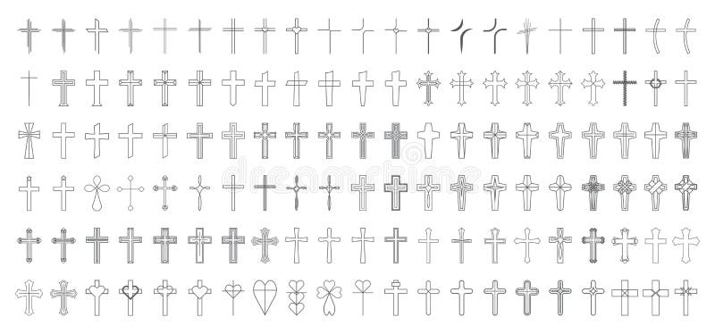 Christian Cross Vector Set Collection Stock Vector - Illustration of