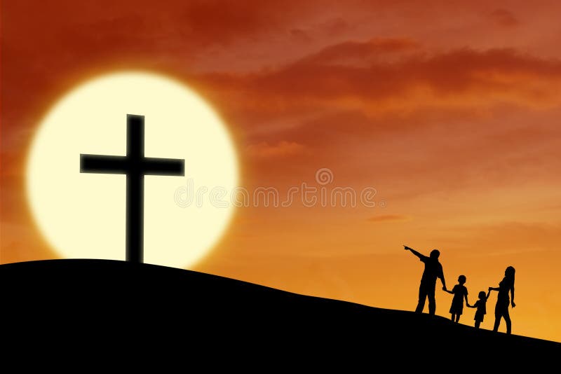 Christian family at the Cross