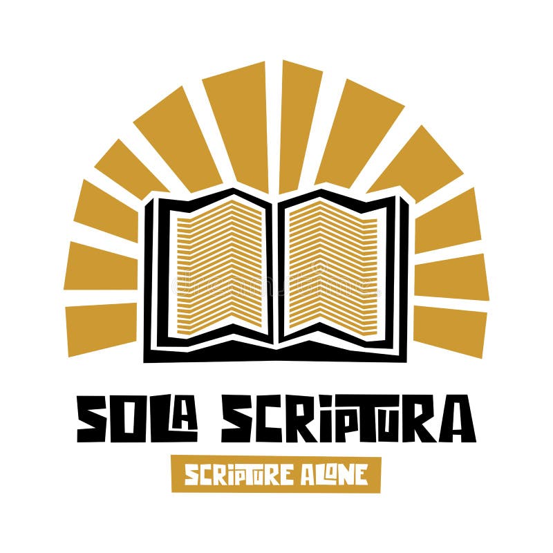 Christian illustration. Five Solas of the Reformation. Scripture alone