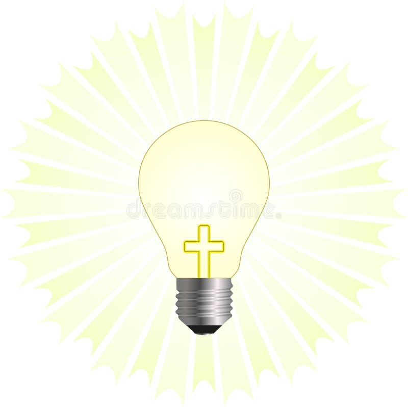 Religion Cross Light Bulb stock illustration. Illustration of blessed