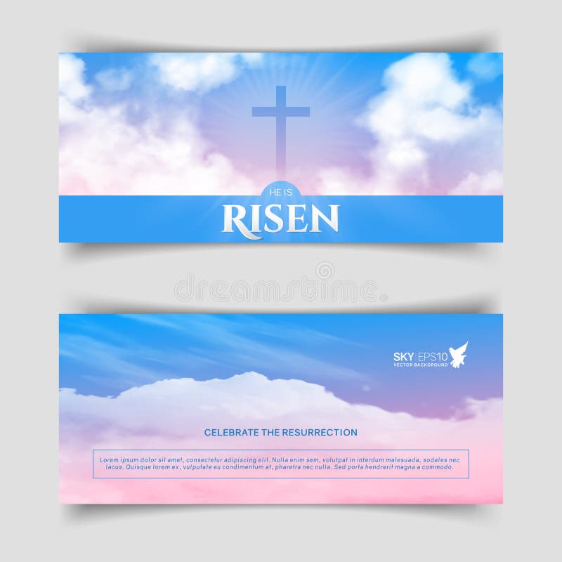 Christian Religious Design for Easter Celebration. Narrow Horizontal