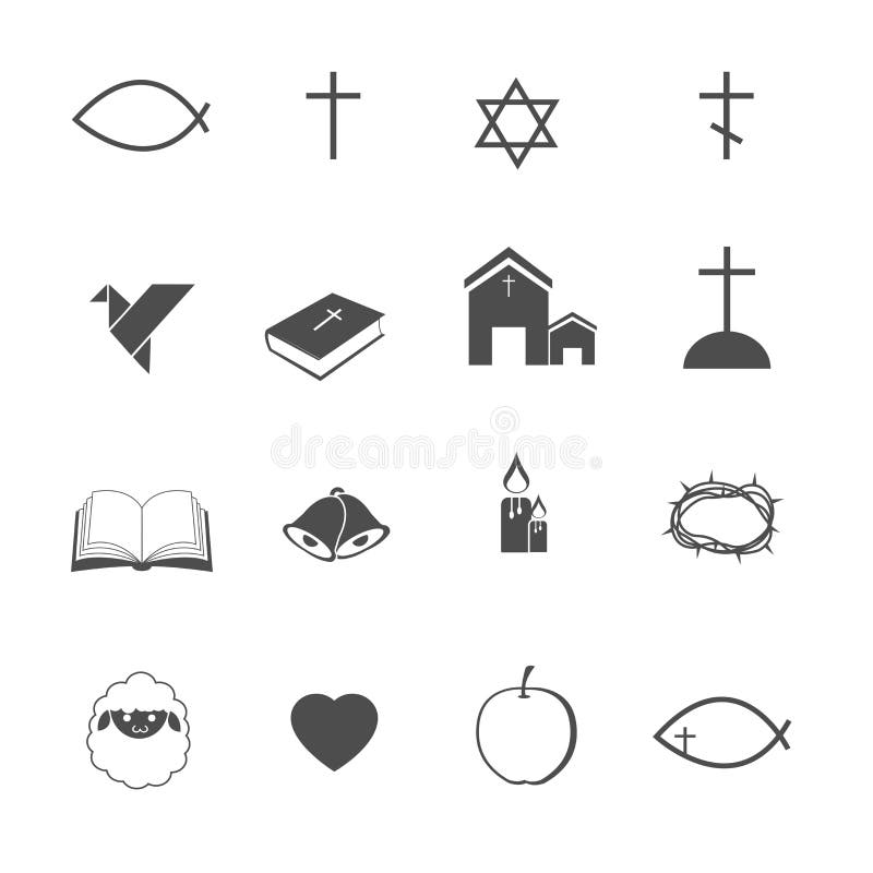 Christian symbol icons set vector stock illustration Christian symbol icons set vector stock illustration