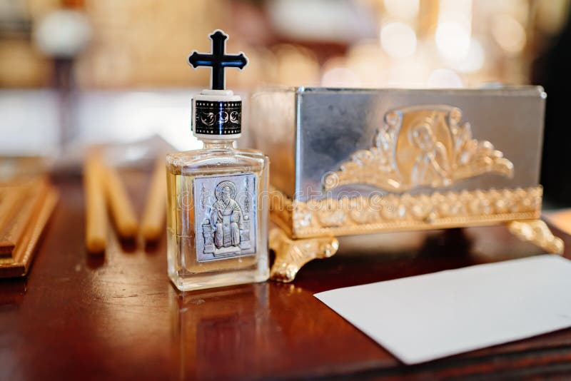 In Christianity, specially prepared and consecrated aromatic oil