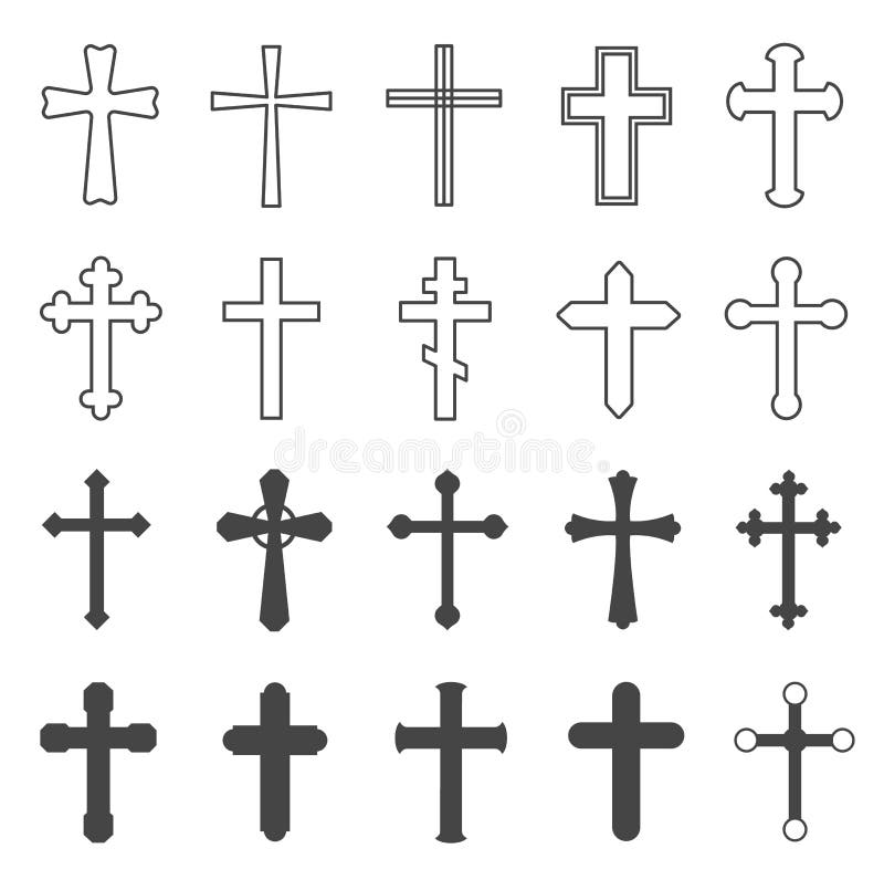 Satz Dekoratives Katholisches Kreuz Und Gestaltungselemente Vektor Abbildung Illustration Von Jesus Vorsatz 65869844