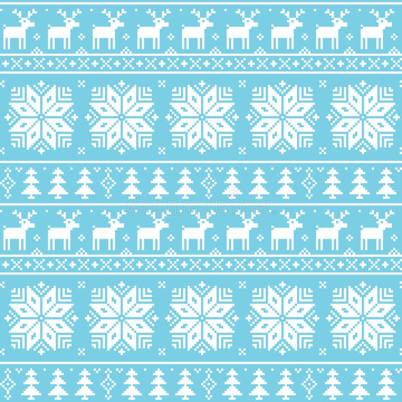 Christman nordisk sömlös modell - hjort, snöflingor och träd stock illustrationer Christman nordisk sömlös modell - hjort, snöflingor och träd stock illustrationer