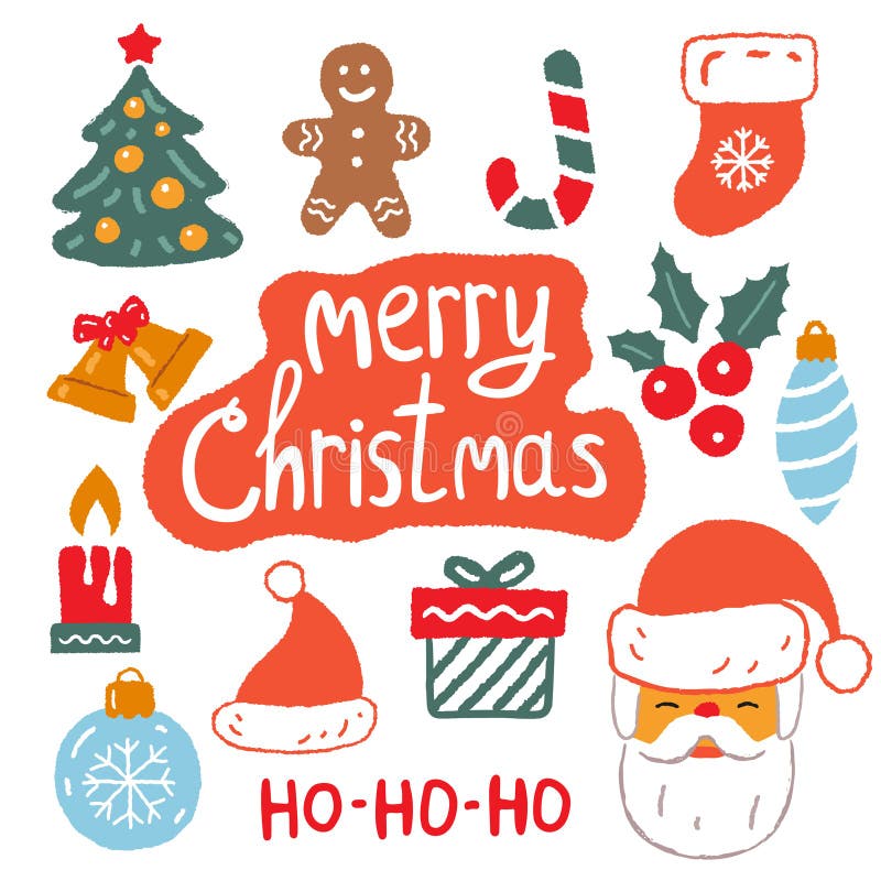 Christmas elements hand drawn set stock illustration