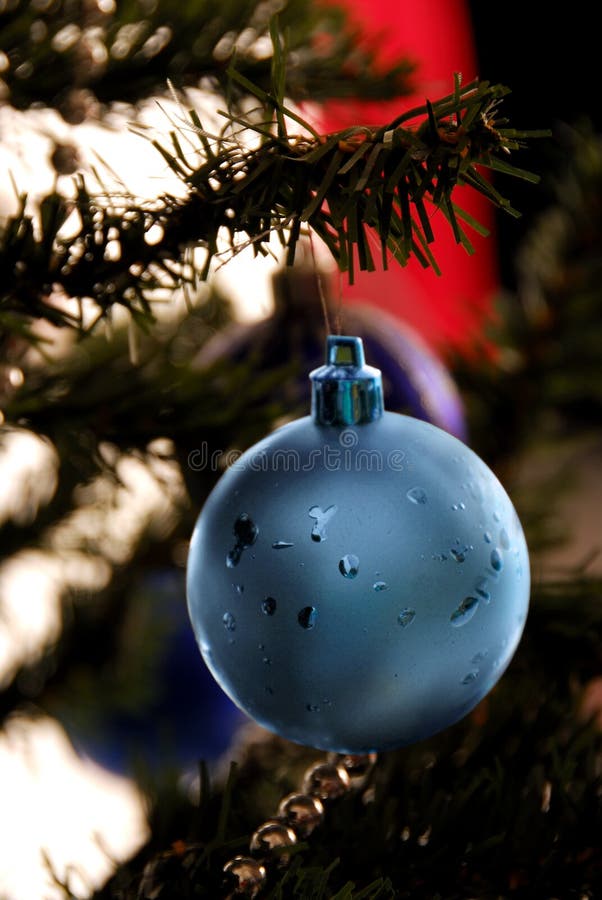 Blue Christmas Bulbs stock image. Image of gold, pine - 3544189