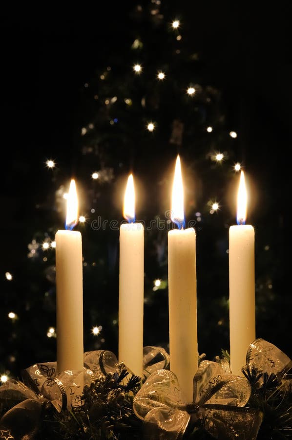 Christmas advent wreath with burning candles royalty free stock image