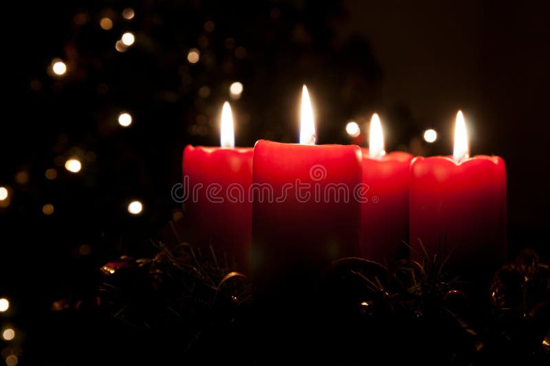 Christmas advent wreath with burning candles royalty free stock photography