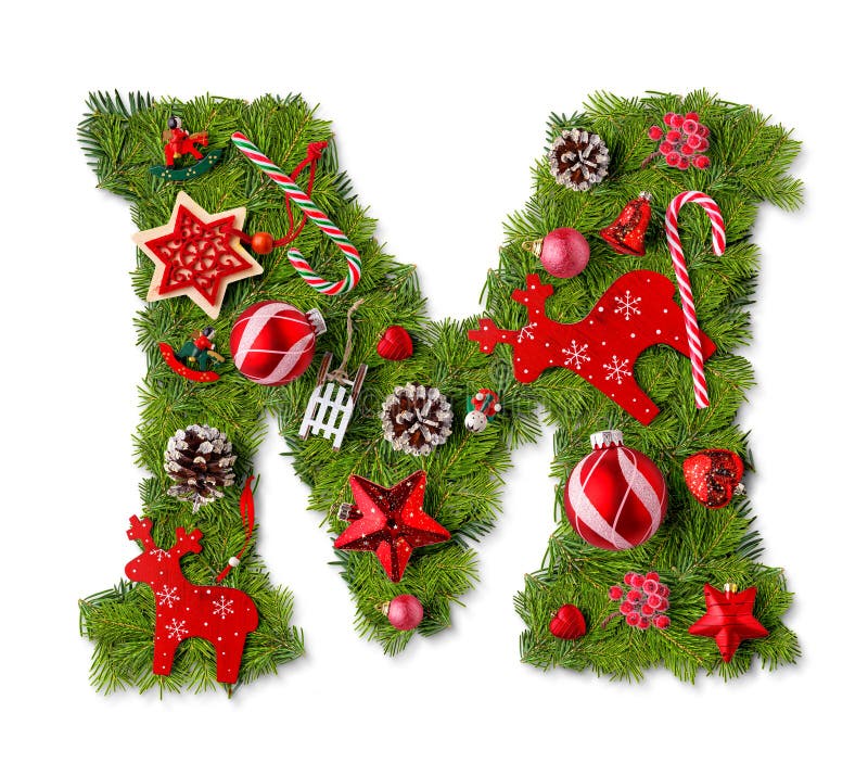 Christmas alphabet letter M stock photo