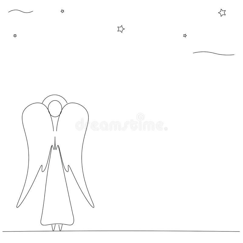 Christmas Angel Line Drawing, Vector Illustration Stock Vector Illustration of winter, drawing