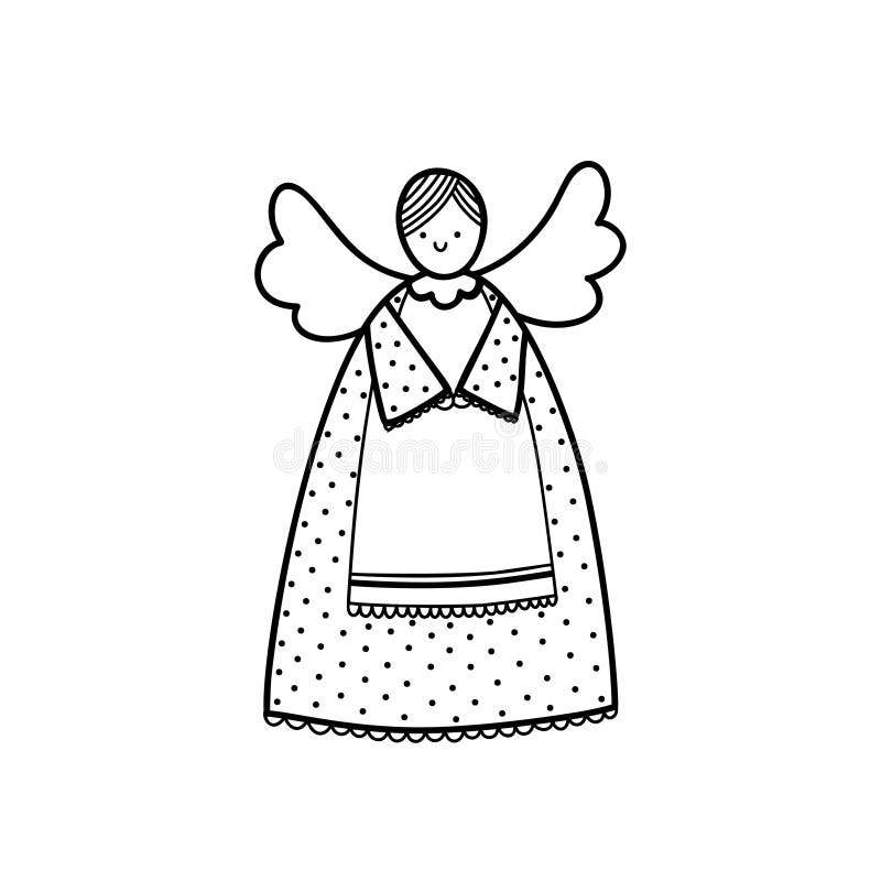 Christmas angel outline. stock vector. Illustration of church 212276834