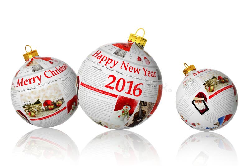 Christmas articles on newspaper balls