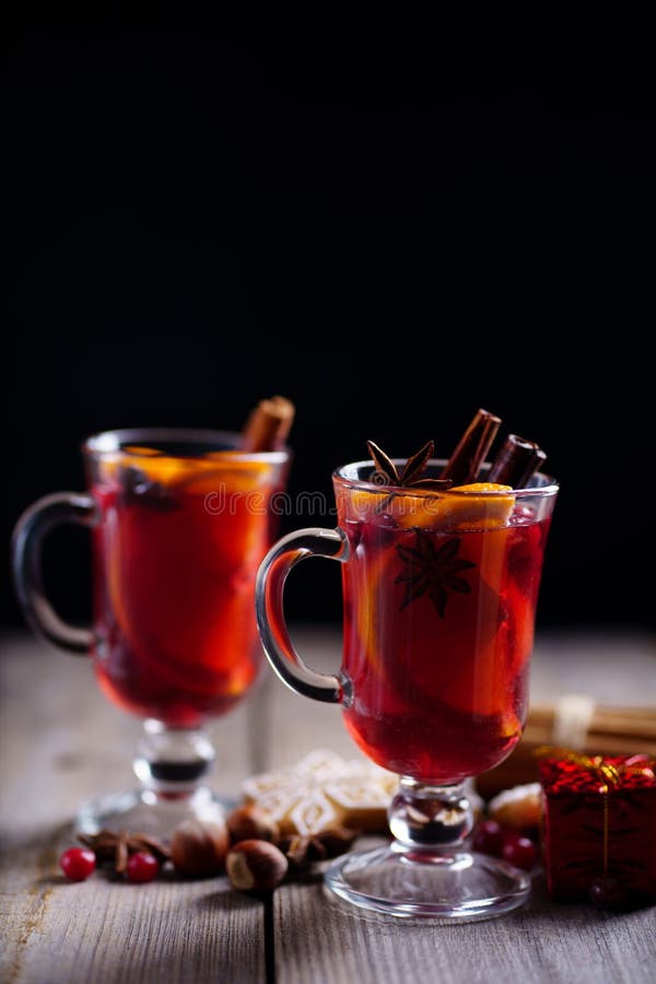 Christmas Atmospheric Background with Mulled Wine Stock Photo - Image ...