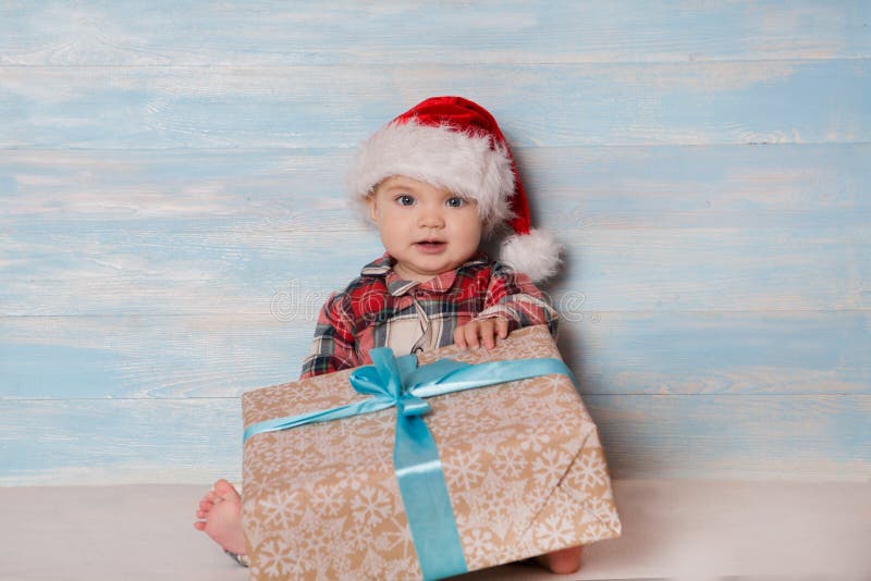 Christmas baby in santa hat