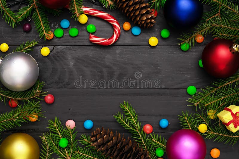 Christmas Back,ground, Green Fir Branches, Red and Blue , Golden Balls, Candies, Cone, Gift Box, Black Boards Stock Image - Image of boards, handmade: 169837347 Christmas Back,ground, Green Fir Branches, Red and Blue , Golden Balls, Candies, Cone, Gift Box, Black Boards Stock Image - Image of boards, handmade: 169837347