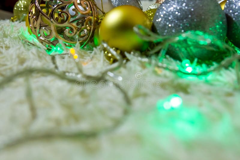 Christmas Background with Bubbles, Colorful Christmas Lights, Christmas