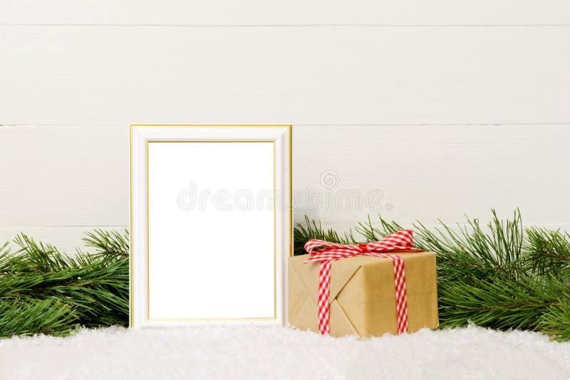 Christmas background with decoration and mock upphoto frame