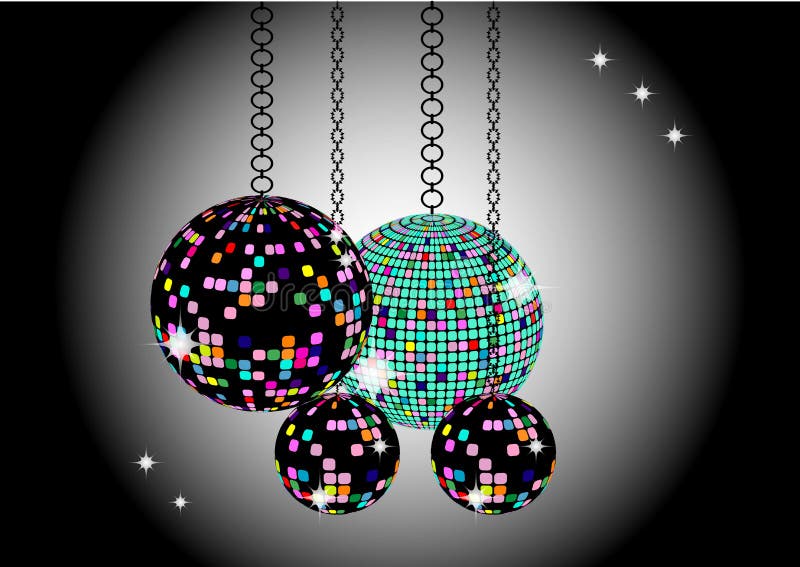 The Christmas Background with Disco Balls Stock Vector Illustration