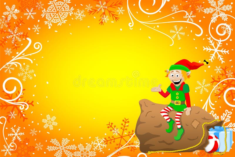 Christmas Background with Elf Stock Vector - Illustration of decoration