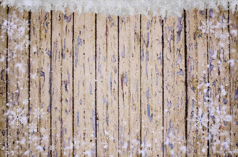 Christmas background with falling snow over wooden background stock photos Christmas background with falling snow over wooden background stock photos