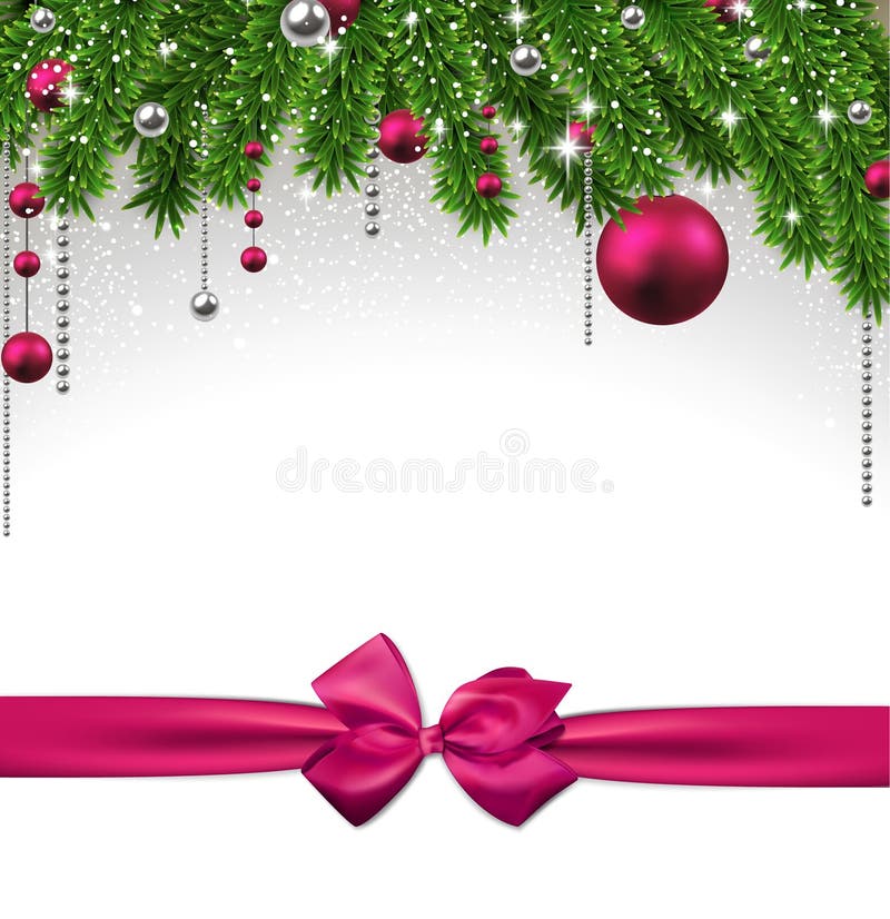 Christmas background with fir branches and balls. Christmas background with fir twigs and magenta balls. Vector illustration stock illustration Christmas background with fir branches and balls. Christmas background with fir twigs and magenta balls. Vector illustration stock illustration