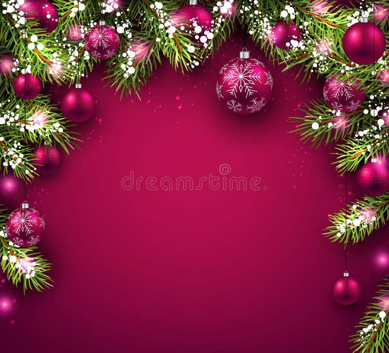 Christmas Background With Fir Branches And Balls. Stock Vector ...