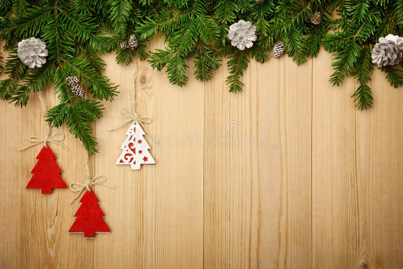 Christmas background with firtree, decorative trees and cones on royalty free stock photos Christmas background with firtree, decorative trees and cones on royalty free stock photos