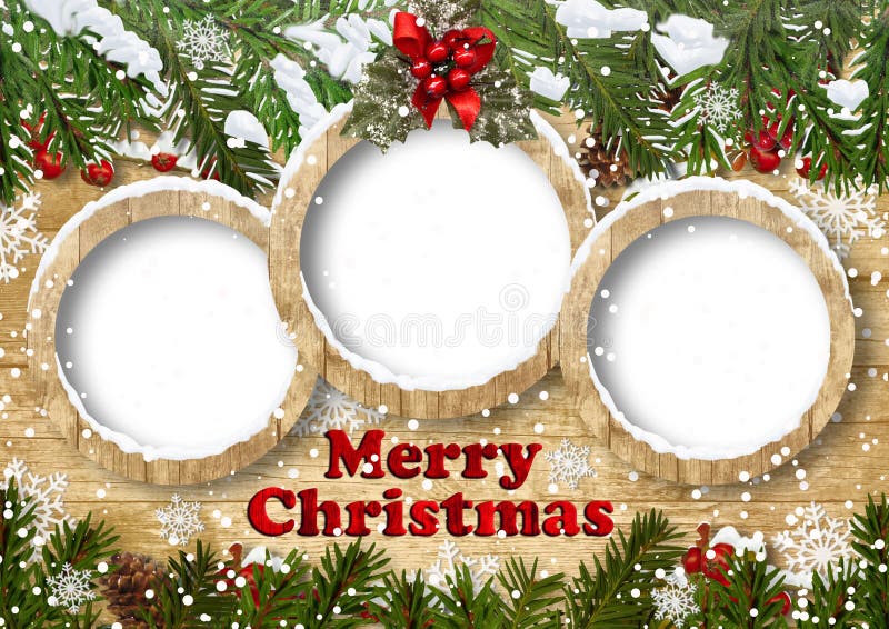 Christmas background with frame and fir twig
