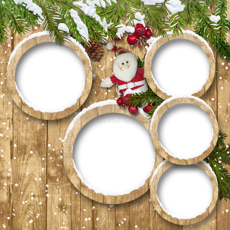 Christmas background with frames and Santa