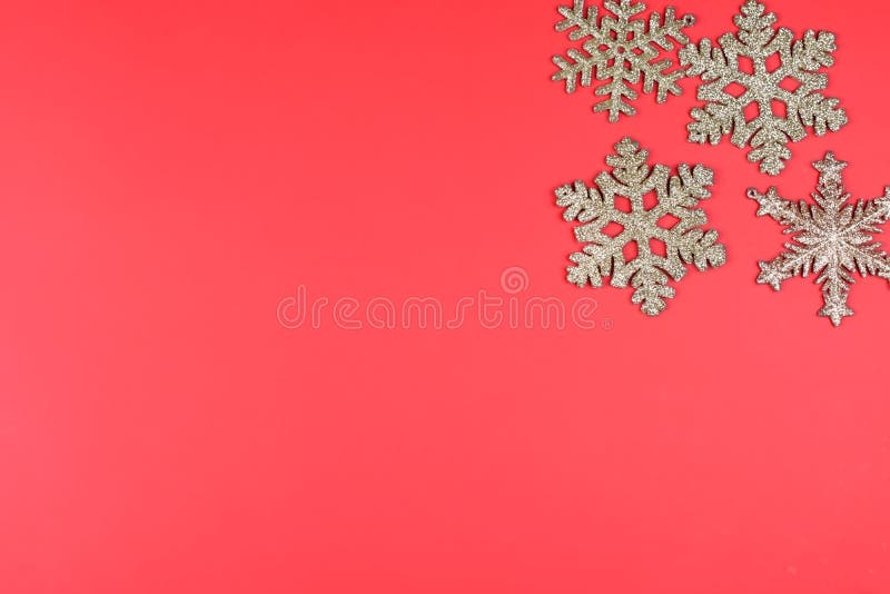 Three Red Glitter Snowflakes Stock Image - Image of snow, glitter