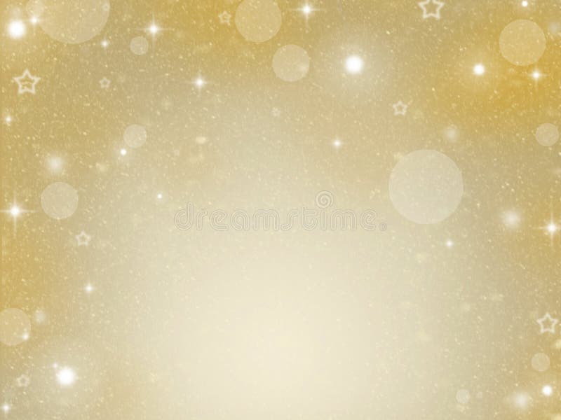 Christmas Background. Golden Holiday Abstract Glitter Defocused Background With Blinking Stars. Blurred Bokeh