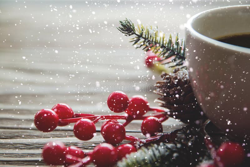 Christmas background and happy New Year, gift boxes, decorations, cup of coffee, Selective focus Holiday. royalty free stock images Christmas background and happy New Year, gift boxes, decorations, cup of coffee, Selective focus Holiday. royalty free stock images