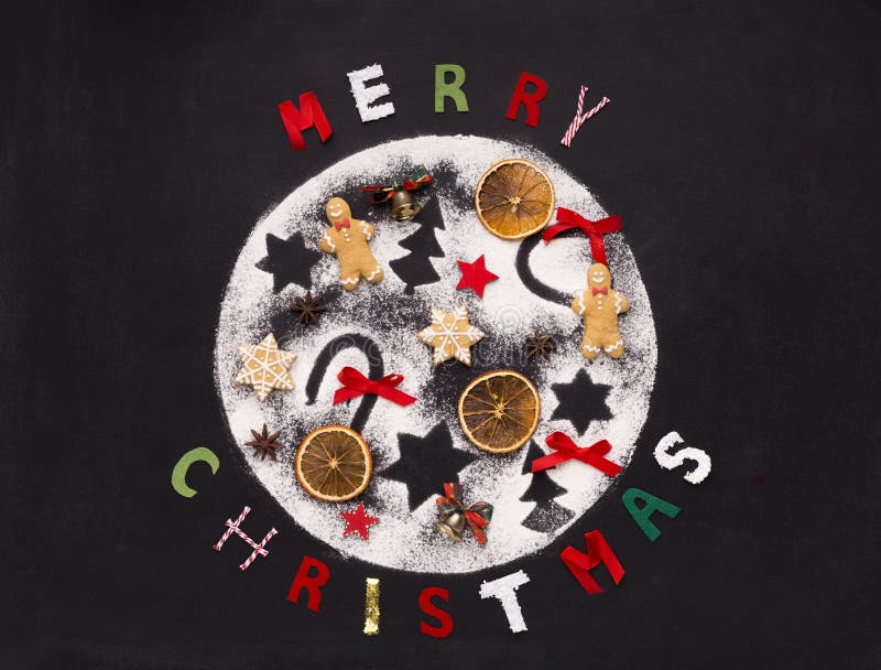 Christmas background with holiday patterns and ginger biscuits royalty free stock images Christmas background with holiday patterns and ginger biscuits royalty free stock images