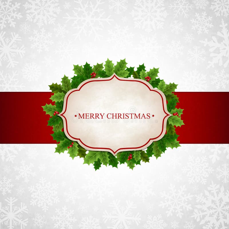 Christmas background with holly leaves