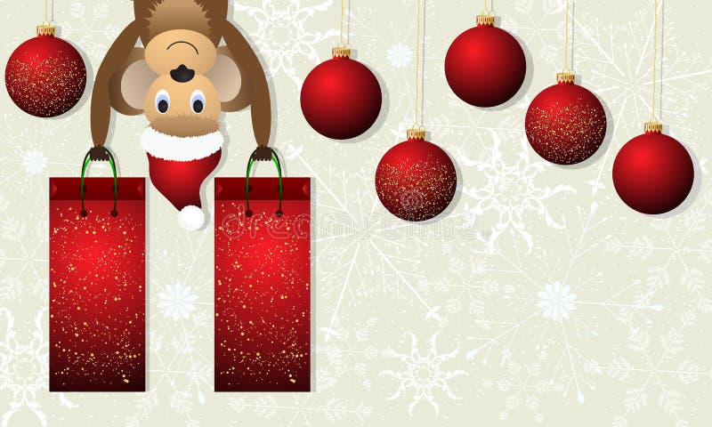 Christmas Background with Monkey and Red Christmas Balls. Stock Vector - Illustration of large, gifts: 60435297 Christmas Background with Monkey and Red Christmas Balls. Stock Vector - Illustration of large, gifts: 60435297