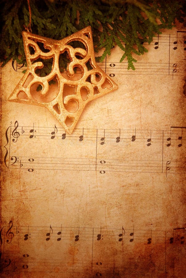 Christmas Background With Old Sheet Music Stock Photo - Image of note