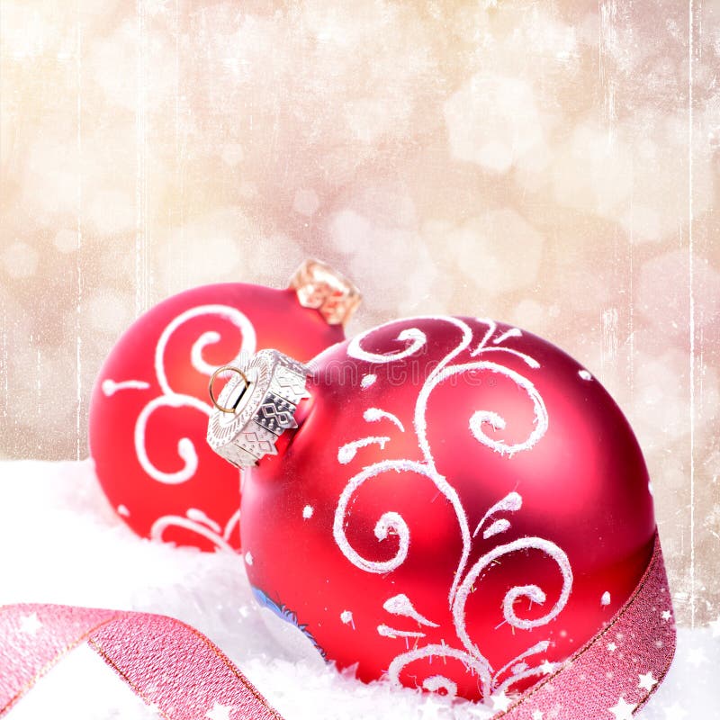 Christmas Background with Red Balls Stock Photo - Image of gift, bright