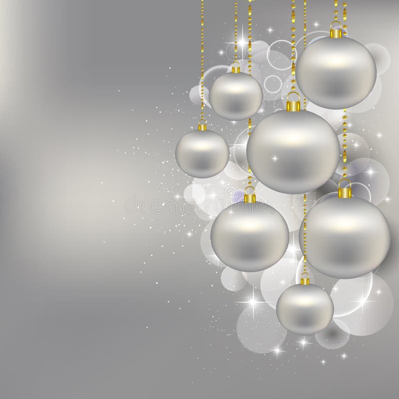 Christmas Background with Silver Christmas Balls Stock Vector