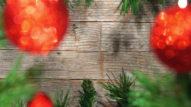 Christmas background, wooden floor, camera panchange of focus point