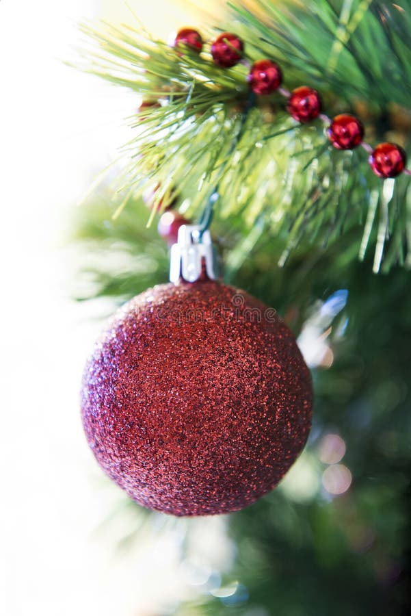 Christmas ball on a branch tree