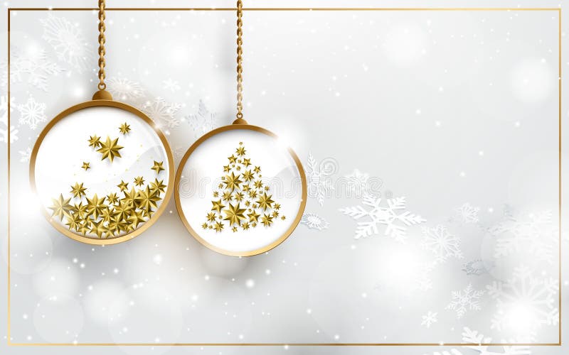 Christmas ball with gold stars on white snowflakes background royalty free illustration Christmas ball with gold stars on white snowflakes background royalty free illustration