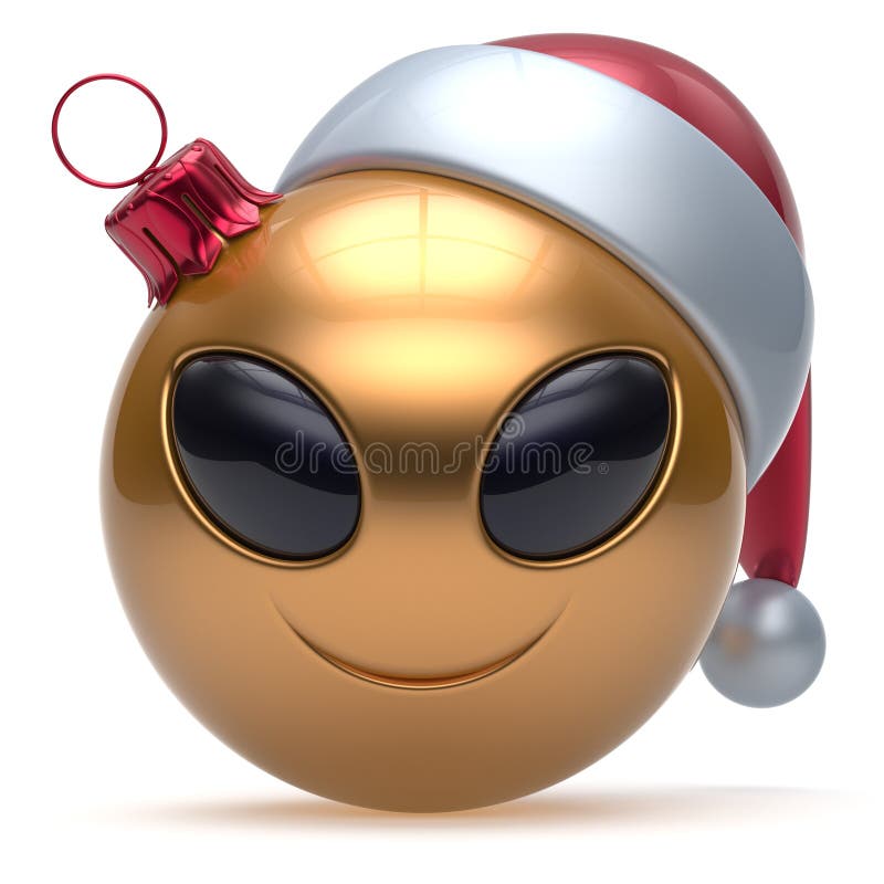 Christmas ball Happy New Year`s Eve bauble smiley alien face vector illustration Christmas ball Happy New Year`s Eve bauble smiley alien face vector illustration