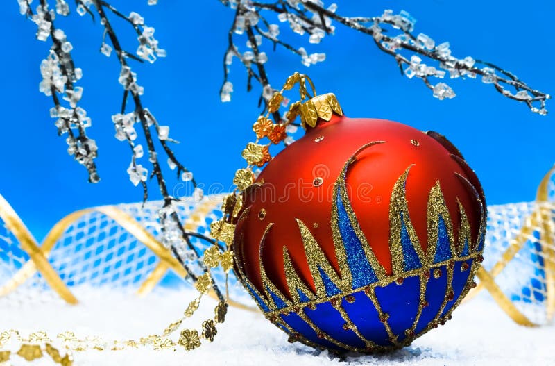 Christmas ball and winter tree