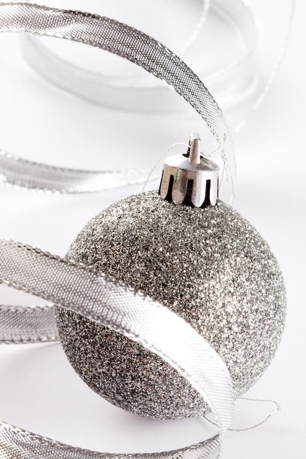 Silver Ivory Christmas Ornaments Stock Photo Image of shiny, marilyn