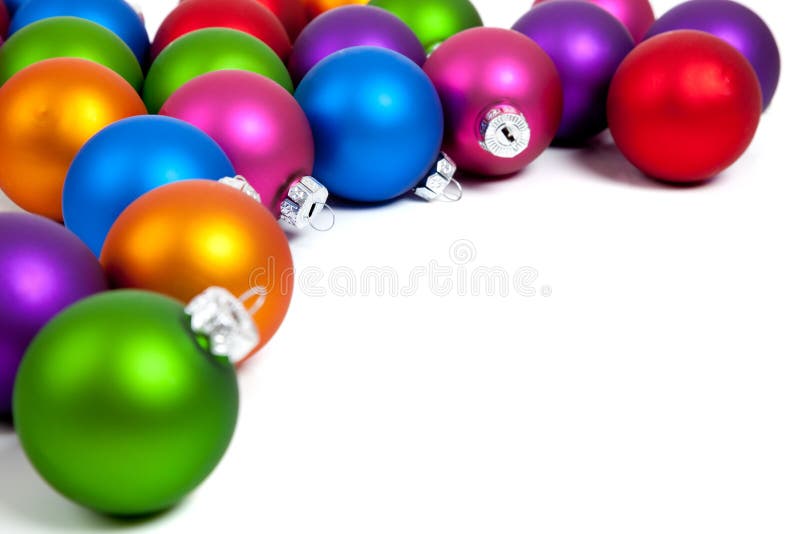 Christmas balls/bauble on white with copy space