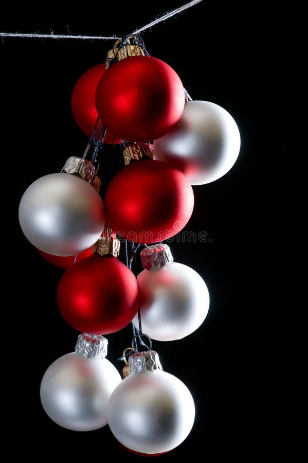 Christmas Balls on Black Background Stock Image - Image of decoration ...